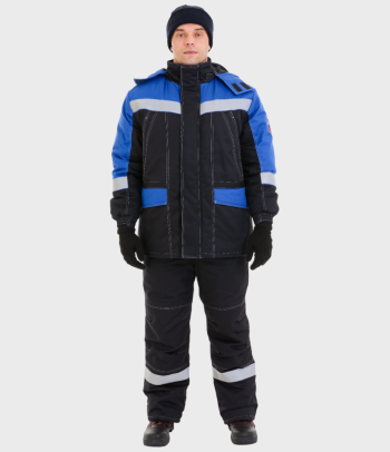 Костюм Олимп утепленный черно-васильковый Москва