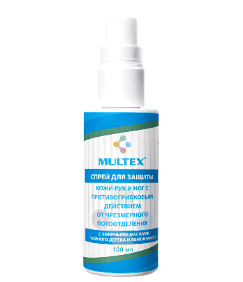 Спрей MULTEX ® для защиты кожи рук и ног от чрезмерного потоотделения, флакон 100 мл. Липецк