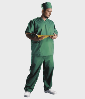 Костюм для медицинского персонала из смесовой ткани зеленый Москва